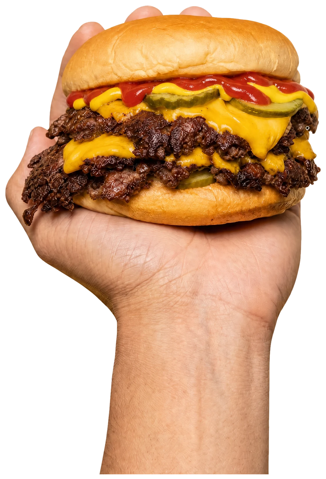 Burgir smash burger ketchuppal és mustárral